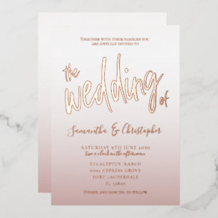 Elegant Rose Gold Calligraphy The Wedding Of Foil