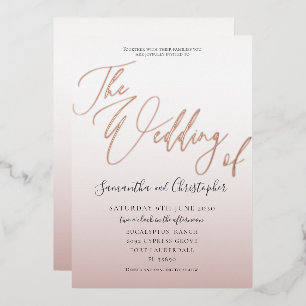 Elegant Rose Gold Calligraphy The Wedding Of Foil