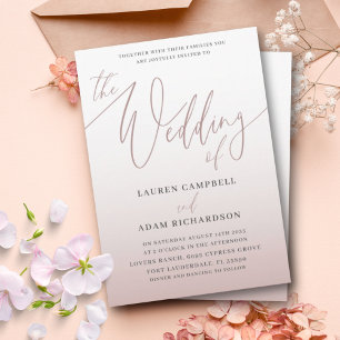 Elegant Rose Gold Calligraphy The Wedding Of Invitation