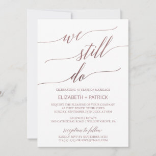 Elegant Rose Gold Calligraphy Vow Renewal Invitation