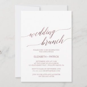 Elegant Rose Gold Calligraphy Wedding Brunch Invitation