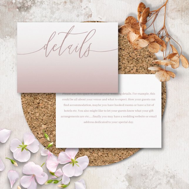 Elegant Rose Gold & Calligraphy Wedding Details  Enclosure Card (Creator Uploaded)