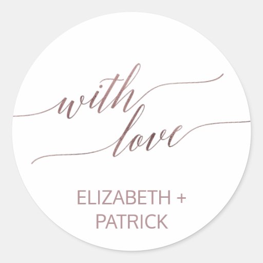 Image of Elegant Rose Gold Calligraphy Wedding Favour Classic Round Sticker