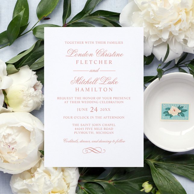 Elegant Rose Gold Calligraphy Wedding Invitation (Creator Uploaded)