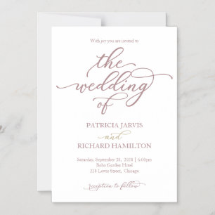 Elegant Rose Gold Calligraphy Wedding Invitation
