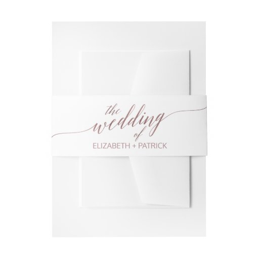 Image of Elegant Rose Gold Calligraphy Wedding Invitation Belly Band