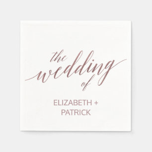 Elegant Rose Gold Calligraphy Wedding Napkin