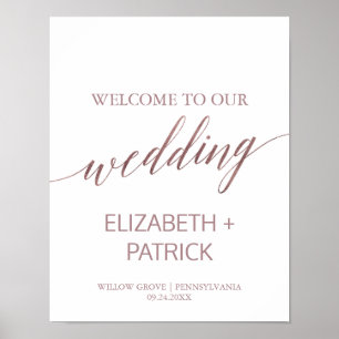 Elegant Rose Gold Calligraphy Wedding Welcome Poster