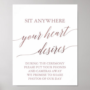 Elegant Rose Gold Calligraphy Your Heart Desires Poster