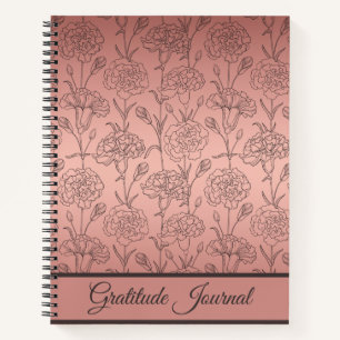 Elegant Rose Gold Carnation Gratitude Journal