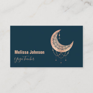 Elegant Rose Gold Celestial Moon Business Card