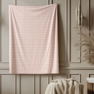 Elegant Rose Gold Checkered Throw Blanket