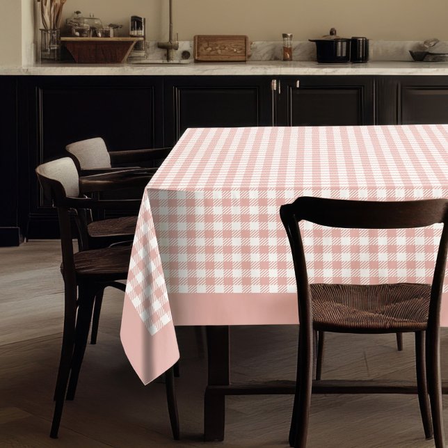 Elegant Rose Gold Chequered Plaid Tablecloth (Elegant Rose Gold Checkered Plaid Tablecloth)