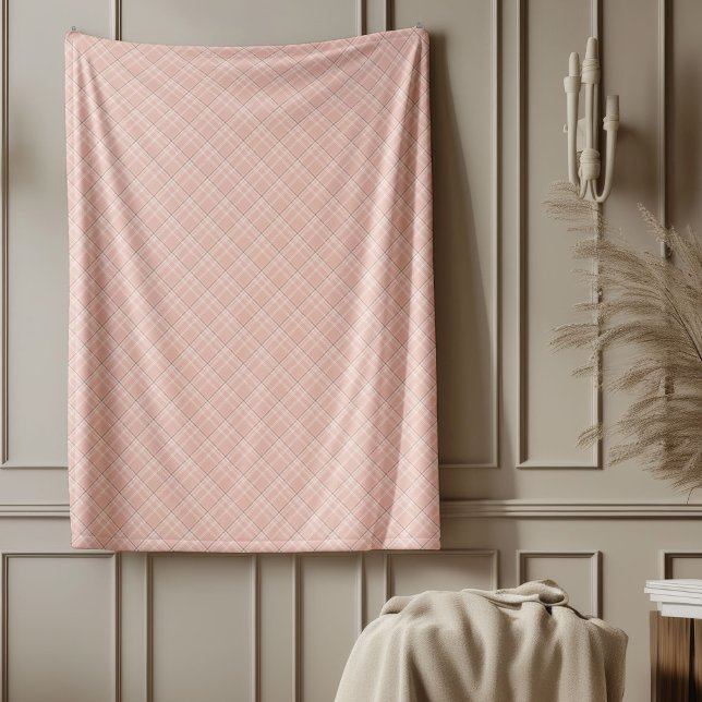 Elegant Rose Gold Chequered Throw Blanket (Elegant Rose Gold Checkered Throw Blanket)