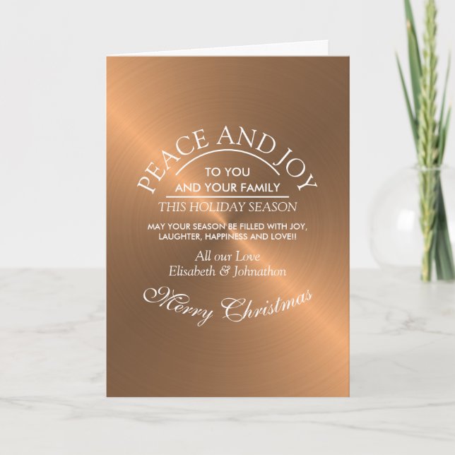 Elegant Rose Gold Christmas Card (Front)