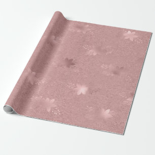 Elegant rose gold Christmas floral pattern Wrapping Paper