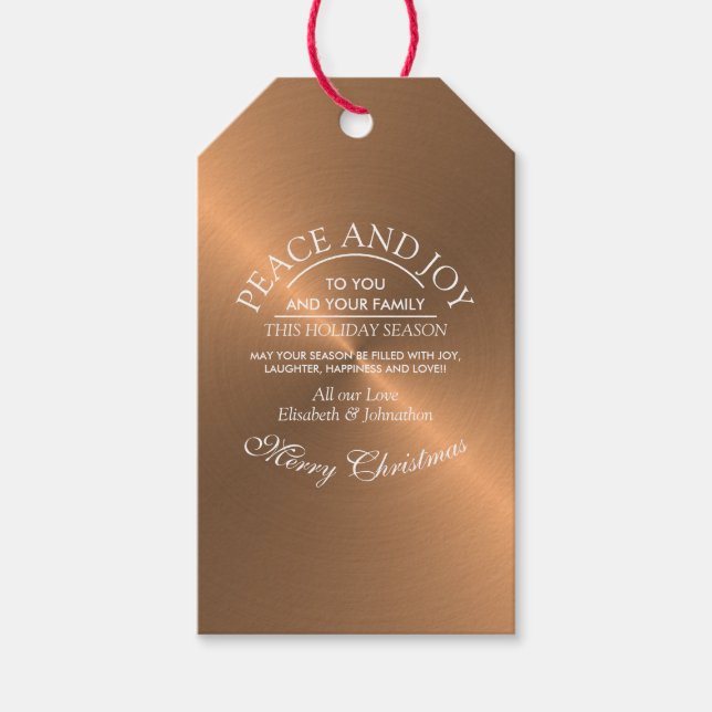 Elegant Rose Gold Christmas Gift Tags (Front)