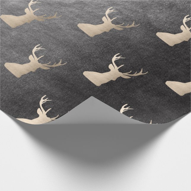 Elegant rose gold Christmas reindeer pattern Wrapping Paper (Corner)