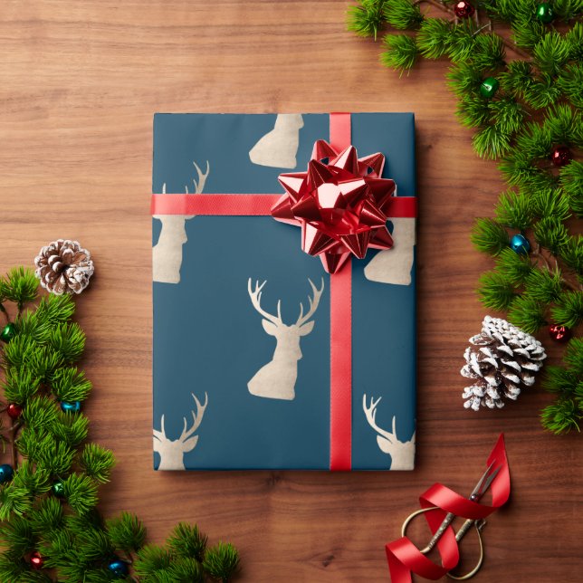 Elegant rose gold Christmas reindeer pattern Wrapping Paper (Holiday Gift)