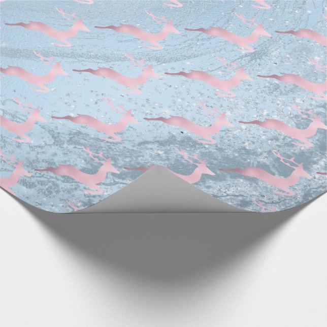 Elegant rose gold Christmas reindeer pattern Wrapping Paper (Corner)