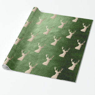 Elegant rose gold Christmas reindeer pattern Wrapping Paper