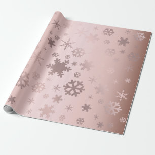 Elegant Rose Gold Christmas Snowflake Pattern Wrapping Paper