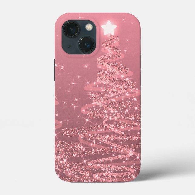Elegant Rose Gold Christmas Sparkling Trees   Case-Mate iPhone Case (Back)