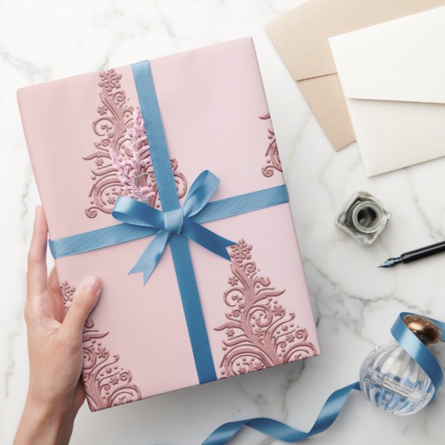 Elegant Rose Gold Christmas Tree pattern Wrapping Paper (Gifting)