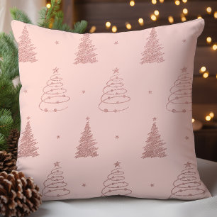  Elegant Rose Gold Christmas Trees Pattern Cushion