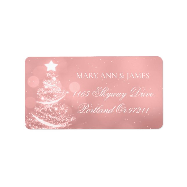 Elegant Rose Gold Christmas Wedding   Label (Front)