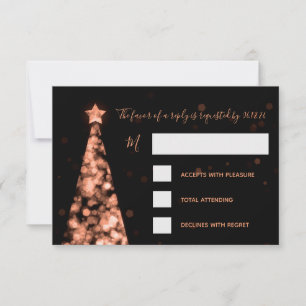 Elegant Rose Gold Christmas Wedding RSVP Card