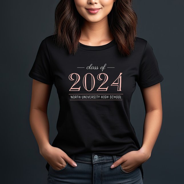 Elegant Rose Gold Class of 2026 Black T-Shirt (Creator Uploaded)
