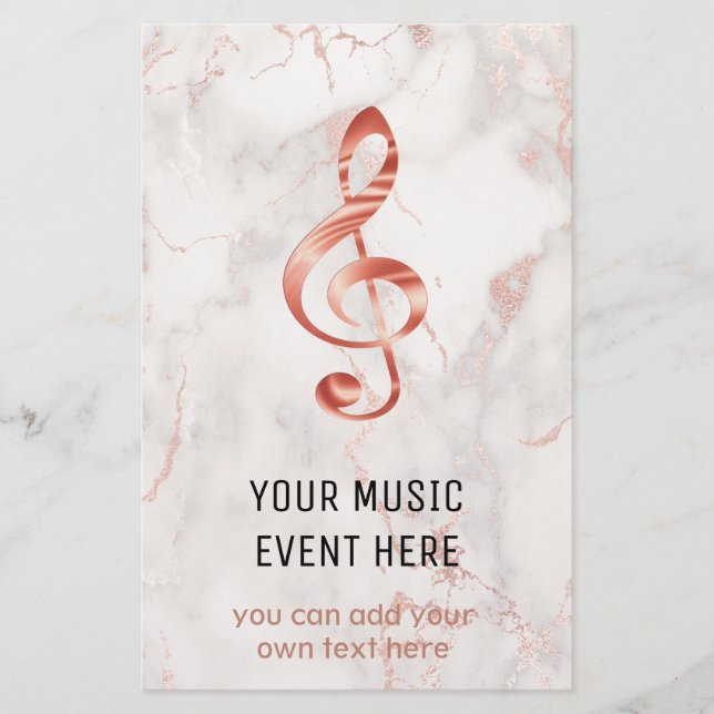 elegant rose gold clef music event on marble flyer (Front)