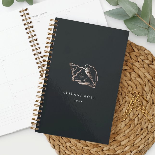 Elegant Rose Gold Conch Shell Personalised Planner (Creator Uploaded)