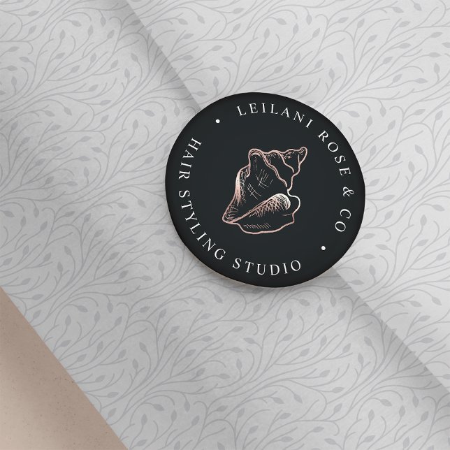 Elegant Rose Gold Conch Shell Personalized Classic Round Sticker (Creator Uploaded)