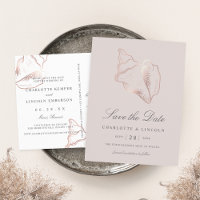 Elegant Rose Gold Conch Wedding Save the Date