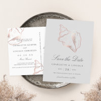 Elegant Rose Gold Conch Wedding Save the Date