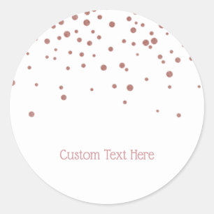 Elegant Rose Gold Confetti Dots Custom Text Classic Round Sticker