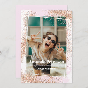Elegant Rose Gold Confetti Graduation Announcement