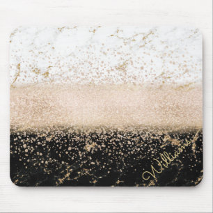 Elegant rose gold confetti marble design mouse mat