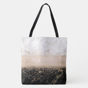 Elegant rose gold confetti marble design tote bag