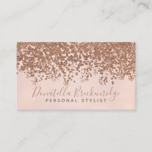 Elegant Rose Gold Confetti Professional Business Card