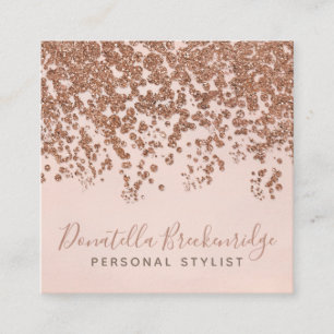 Elegant Rose Gold Confetti Professional Square Business Card