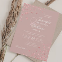 Elegant Rose Gold Confetti QR Wedding Dusty Rose 