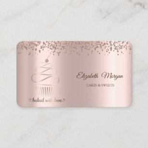 Elegant Rose Gold Cupcake,Sweets Business Card