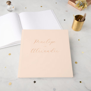 Elegant Rose Gold Cursive Wedding Guest Book