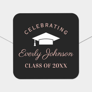 Elegant Rose Gold Custom 2026 Graduation Party Squ Square Sticker