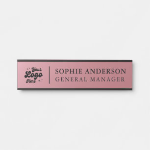 Elegant Rose Gold Custom Logo Name Job Title Door Sign