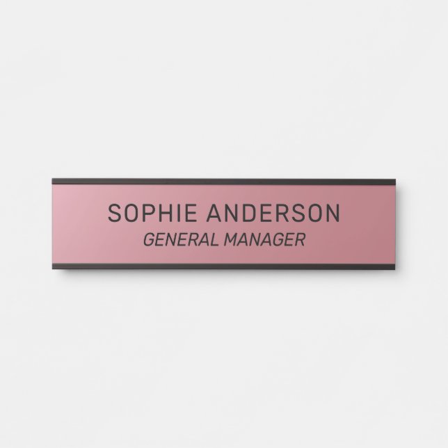 Elegant Rose Gold Custom Name Job Title Door Sign (Front)