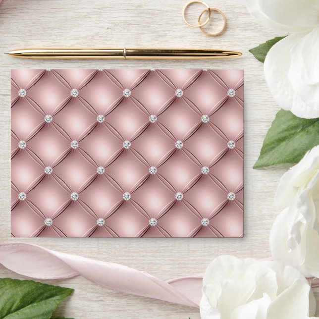 Elegant Rose Gold Diamond Tufted Wedding Envelope (Wedding)